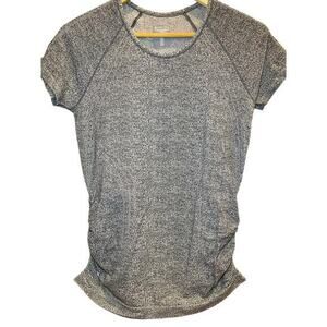 Athleta Women's Medium Fast Track Swiftly Ruched Grey Heathered Running T-Shirt‎